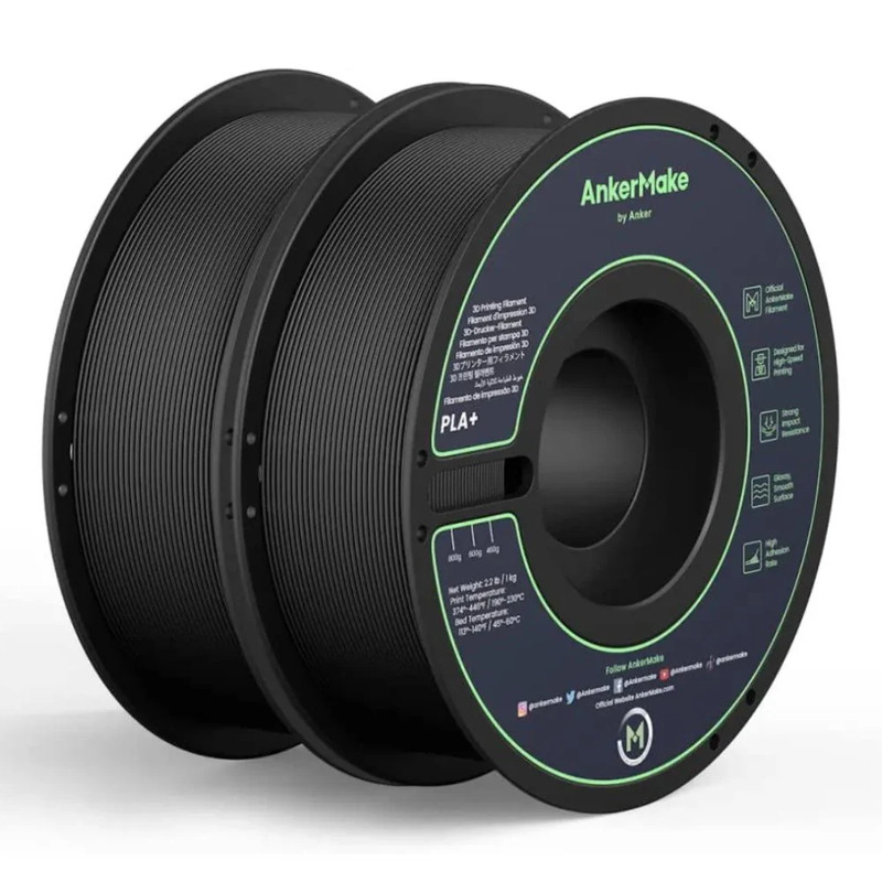 Anker AnkerMake PLA+ 3D Printing Filament (2 Pack) - Black - اكسسوارات طابعة